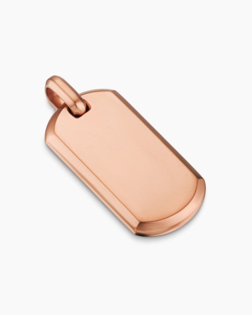 Mens Chevron Tag in 18K Rose Gold, 35mm