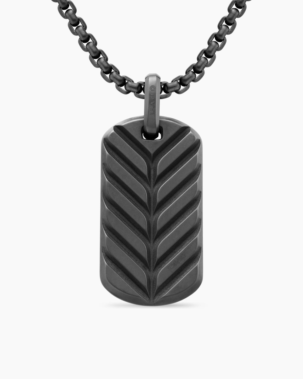 Mens Chevron Tag in Black Titanium, 35mm
