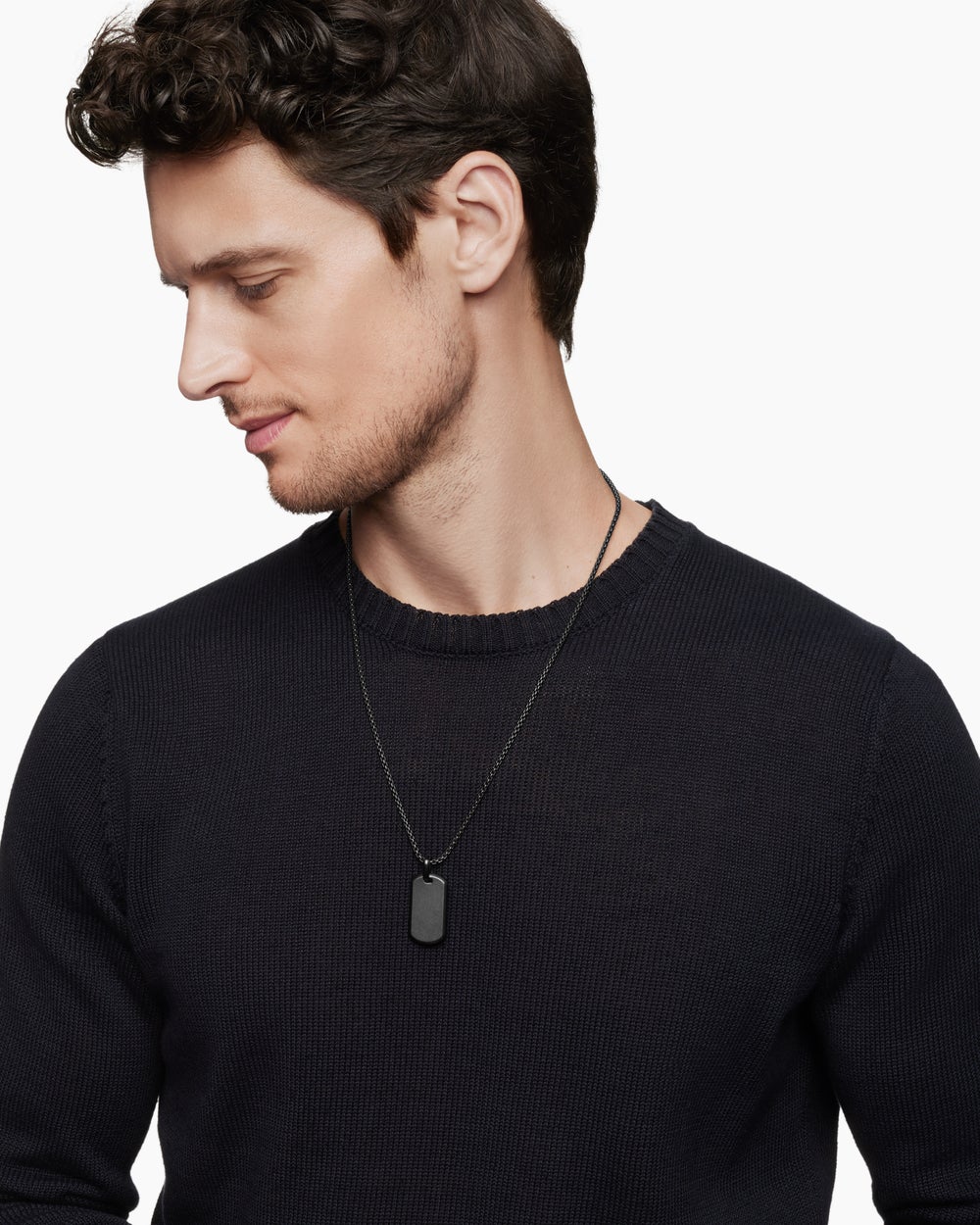 Mens Chevron Tag in Black Titanium, 35mm
