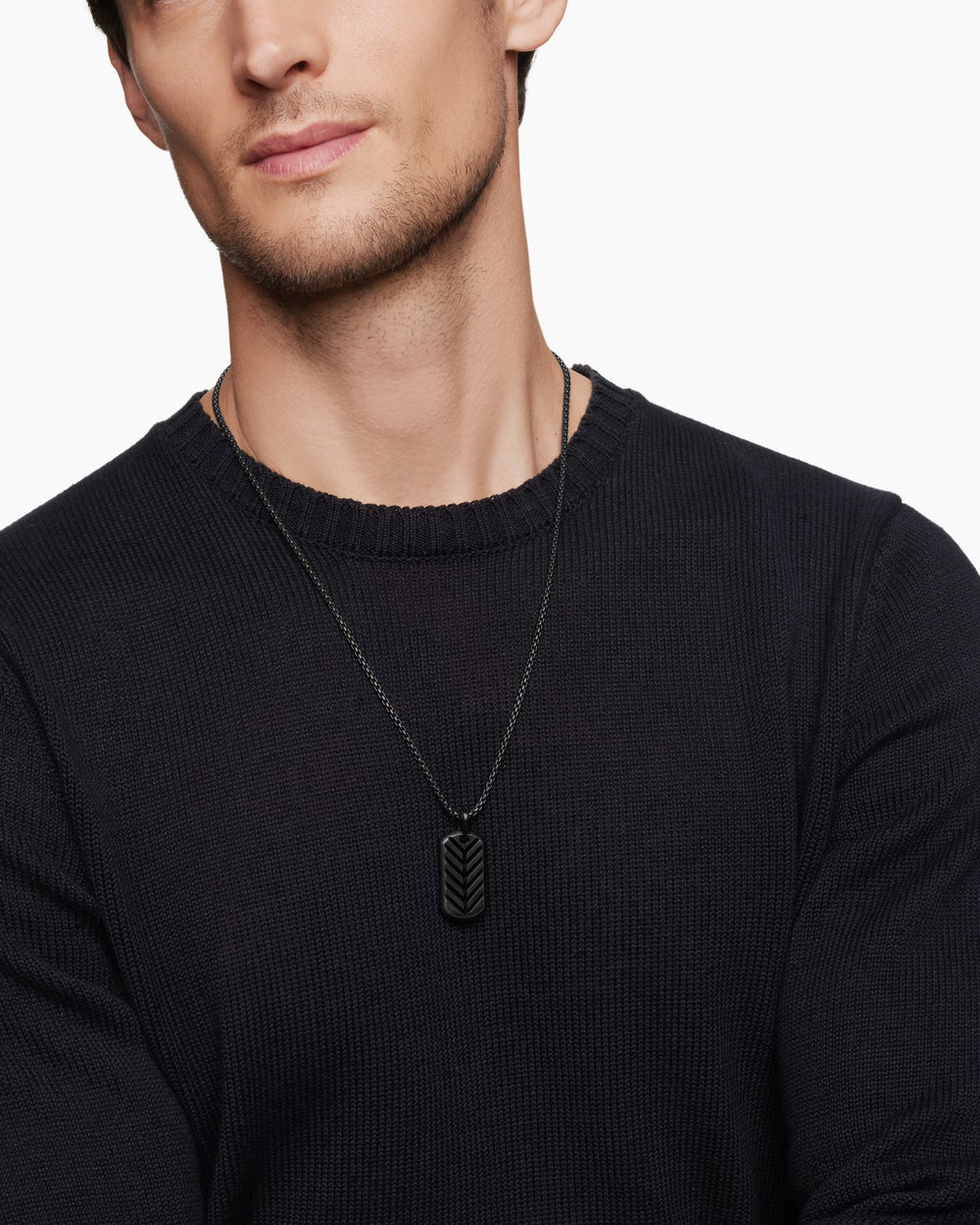 Mens Chevron Tag in Black Titanium, 35mm