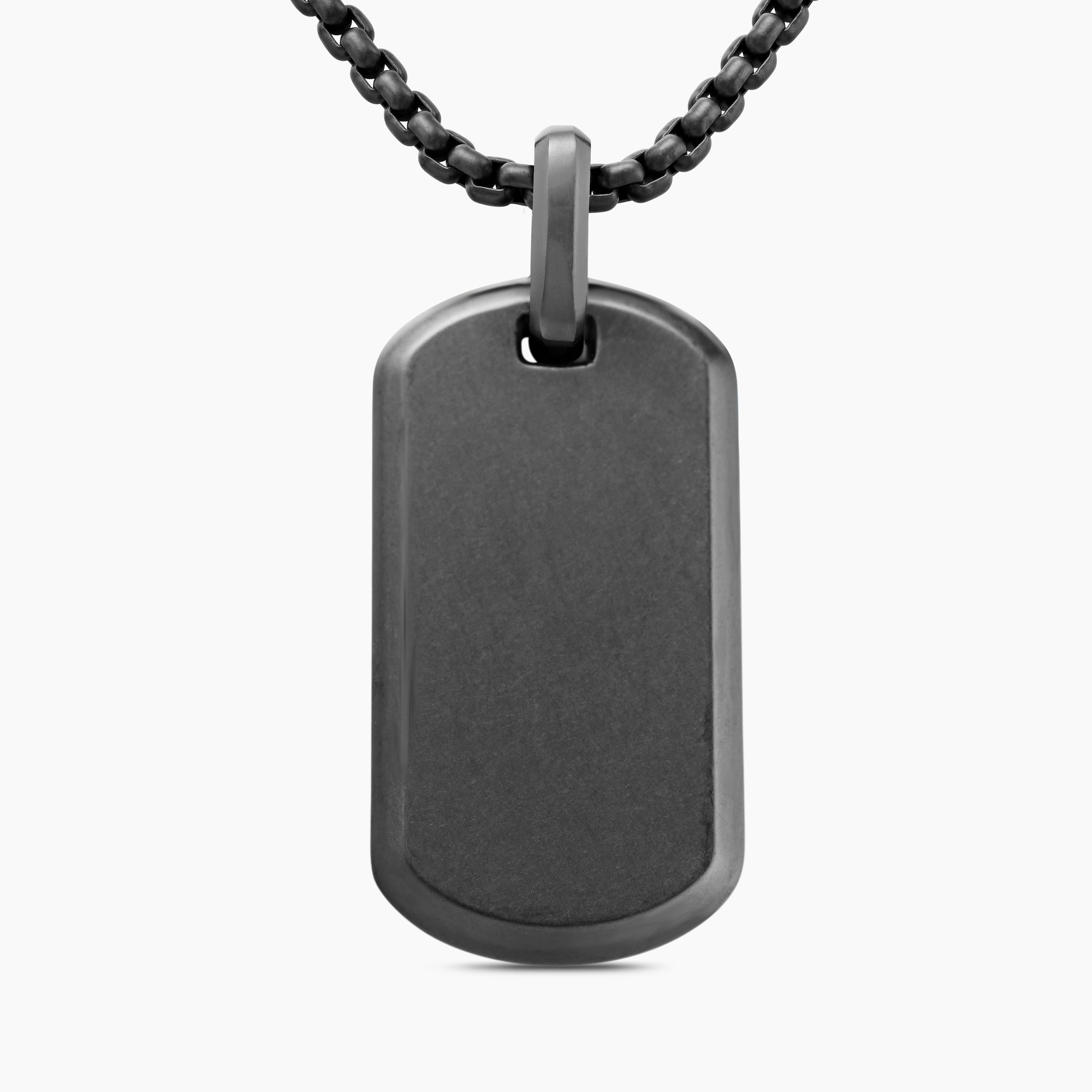 Mens Chevron Tag in Black Titanium, 35mm