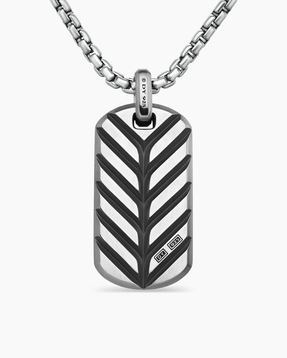 Mens Chevron Tag in Sterling Silver, 35mm