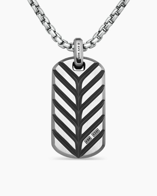 Mens Chevron Tag in Sterling Silver, 35mm