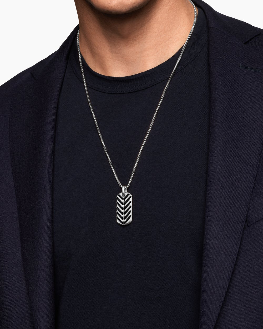 Mens Chevron Tag in Sterling Silver, 35mm