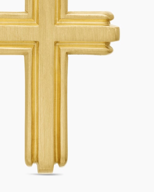 Mens Deco Cross Pendant in 18K Yellow Gold, 27mm
