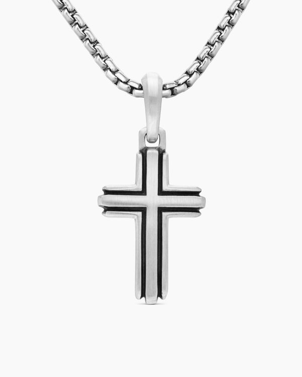 Pendentif Deco croix en argent massif, 27 mm