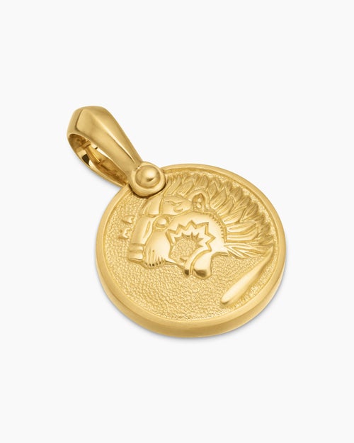 Mens Petrvs® Lion Amulet in 18K Yellow Gold, 19.3mm