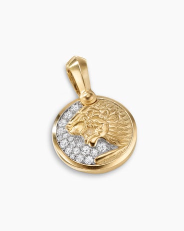 Petrvs® Lion Amulet in 18K Yellow Gold with Diamonds, 18.5mm