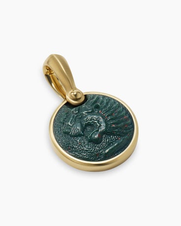 Petrvs® Lion Amulet in 18K Yellow Gold with Bloodstone, 18.5mm