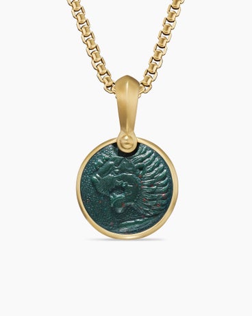 Petrvs® Lion Amulet in 18K Yellow Gold with Bloodstone, 18.5mm
