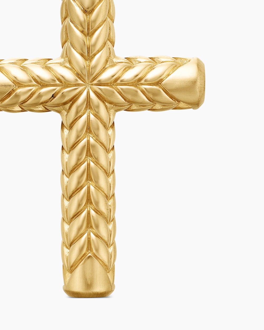 Mens Chevron Cross Pendant in 18K Yellow Gold with Diamonds, 36mm