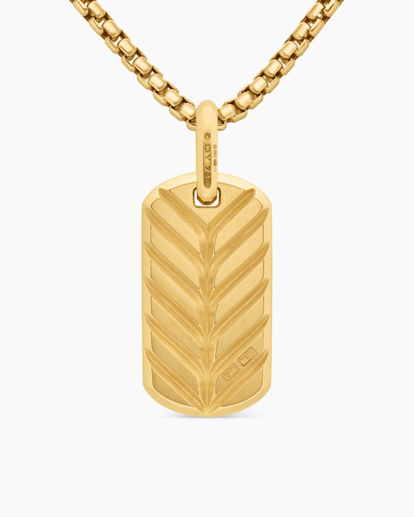 Chevron Tag in 18K Yellow Gold, 27mm