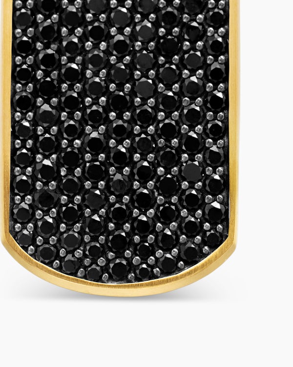 Chevron Tag in 18K Yellow Gold with Black Diamonds, 27mm