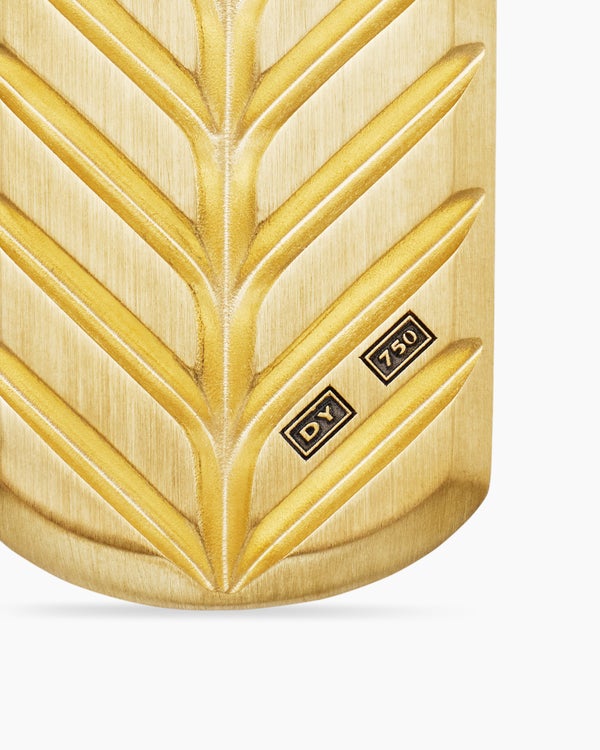 Chevron Tag in 18K Yellow Gold with Black Diamonds, 27mm