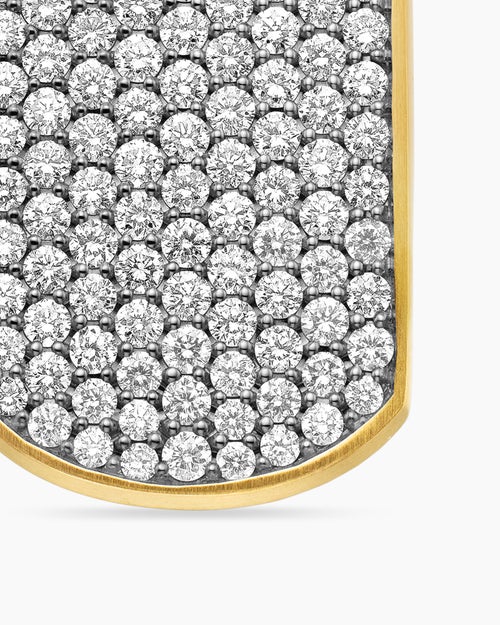 Mens Chevron Tag in 18K Yellow Gold with Diamonds, 27mm