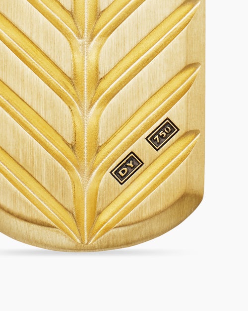 Mens Chevron Tag in 18K Yellow Gold with Diamonds, 27mm