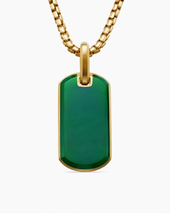 Chevron Tag in 18K Yellow Gold with Nephrite Jade, 27mm