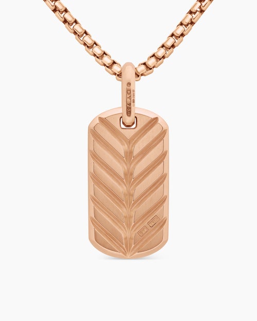 Mens Chevron Tag in 18K Rose Gold, 27mm