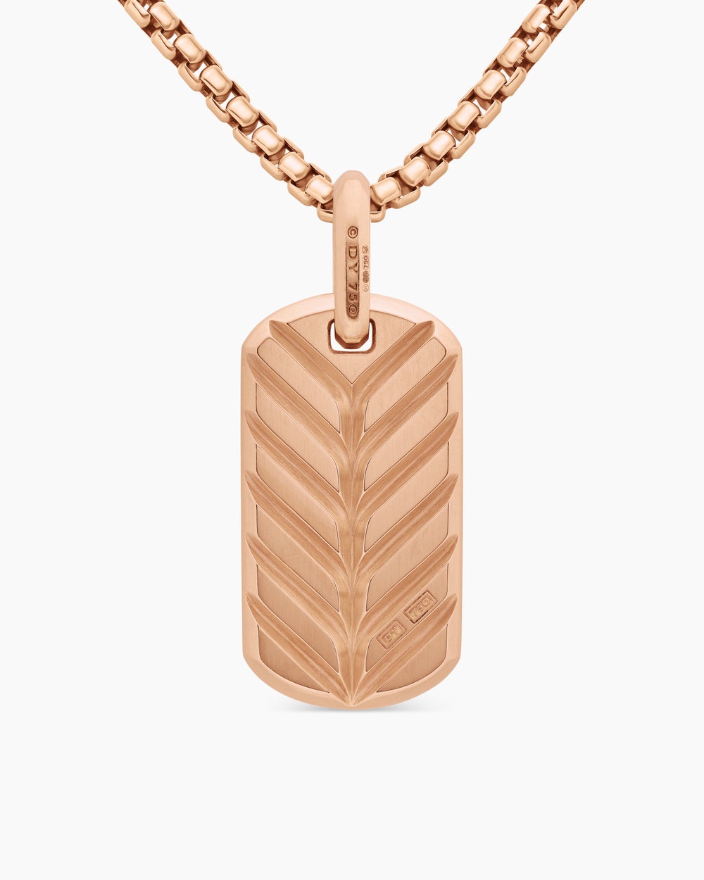 Mens Chevron Tag in 18K Rose Gold, 27mm