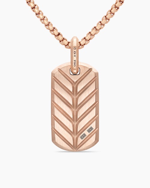 Médaille Chevron en or rose 18 carats avec diamants cognac, 27 mm