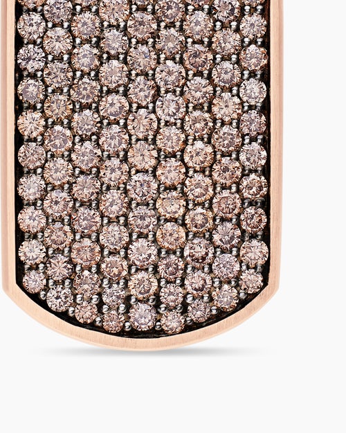 Mens Chevron Tag in 18K Rose Gold with Cognac Diamonds, 27mm