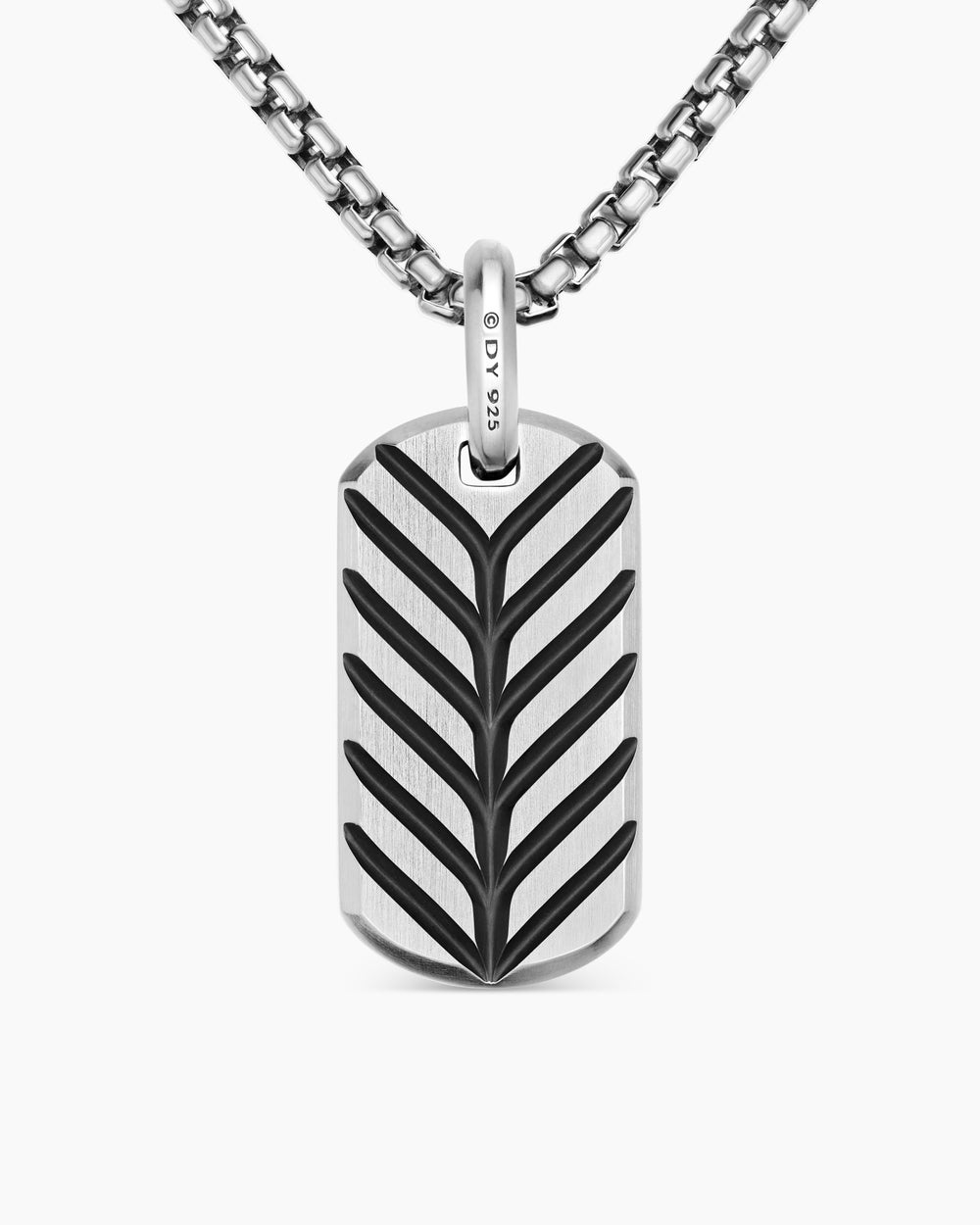 Mens Chevron Tag in Sterling Silver, 27mm