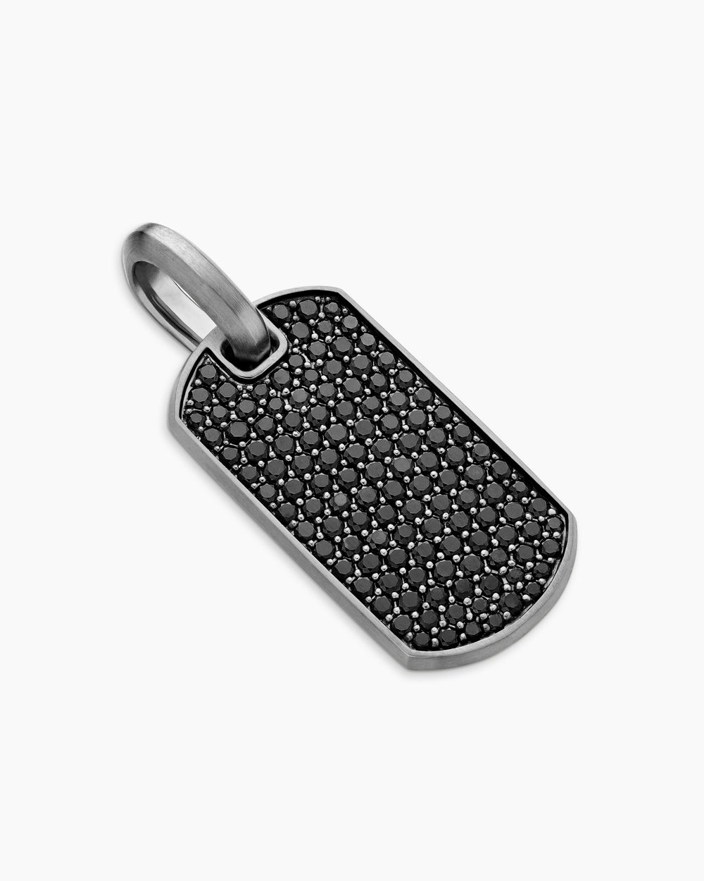 Mens Chevron Tag in Sterling Silver with Black Diamonds, 27mm