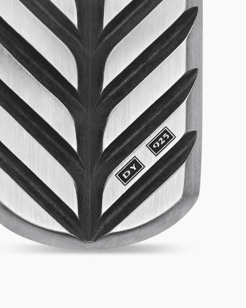 Mens Chevron Tag in Sterling Silver with Black Diamonds, 27mm
