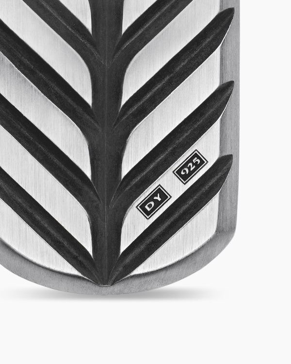 Chevron Tag in Sterling Silver with Black Diamonds, 27mm
