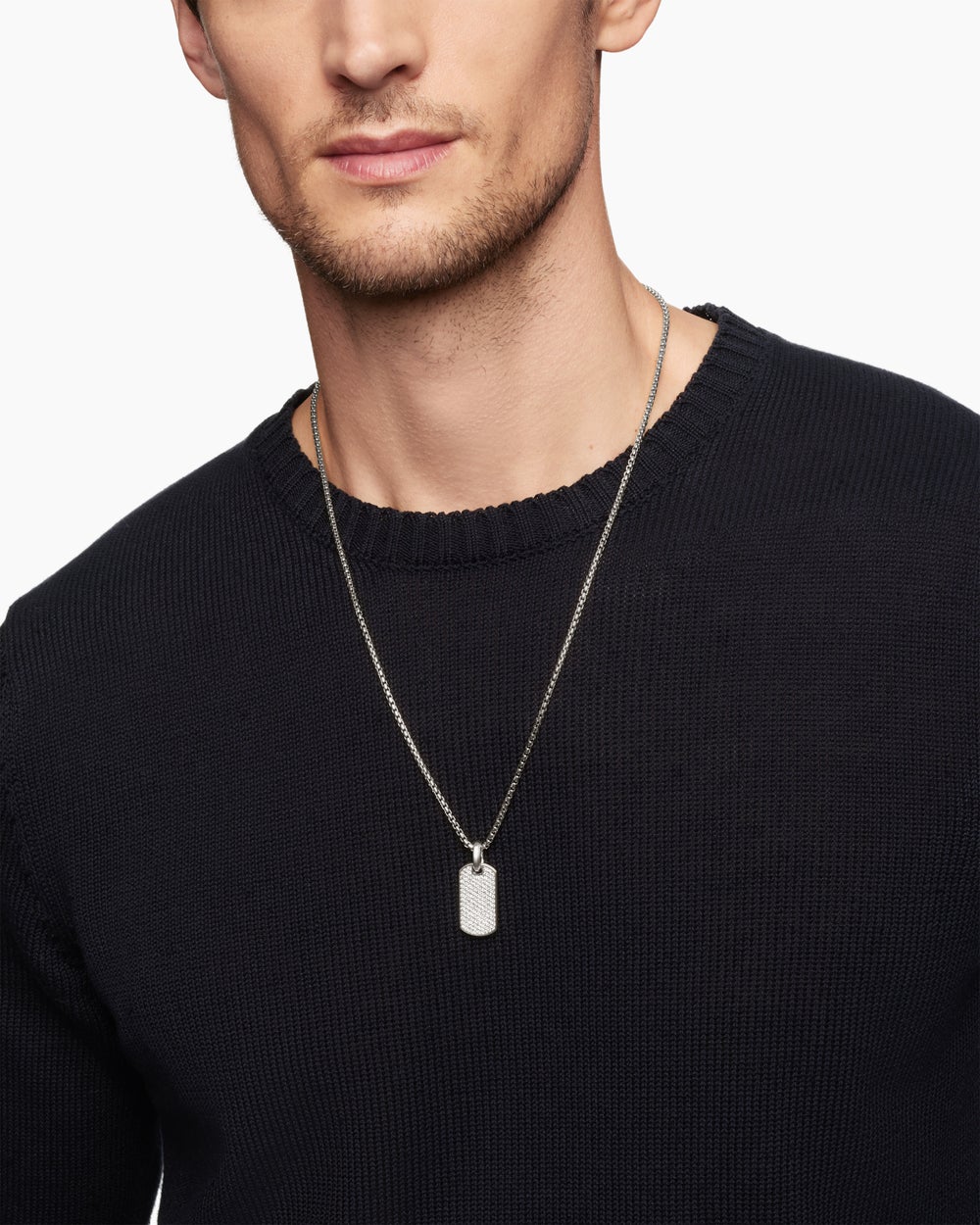 Médaille Chevron en argent massif avec diamants, 27 mm homme