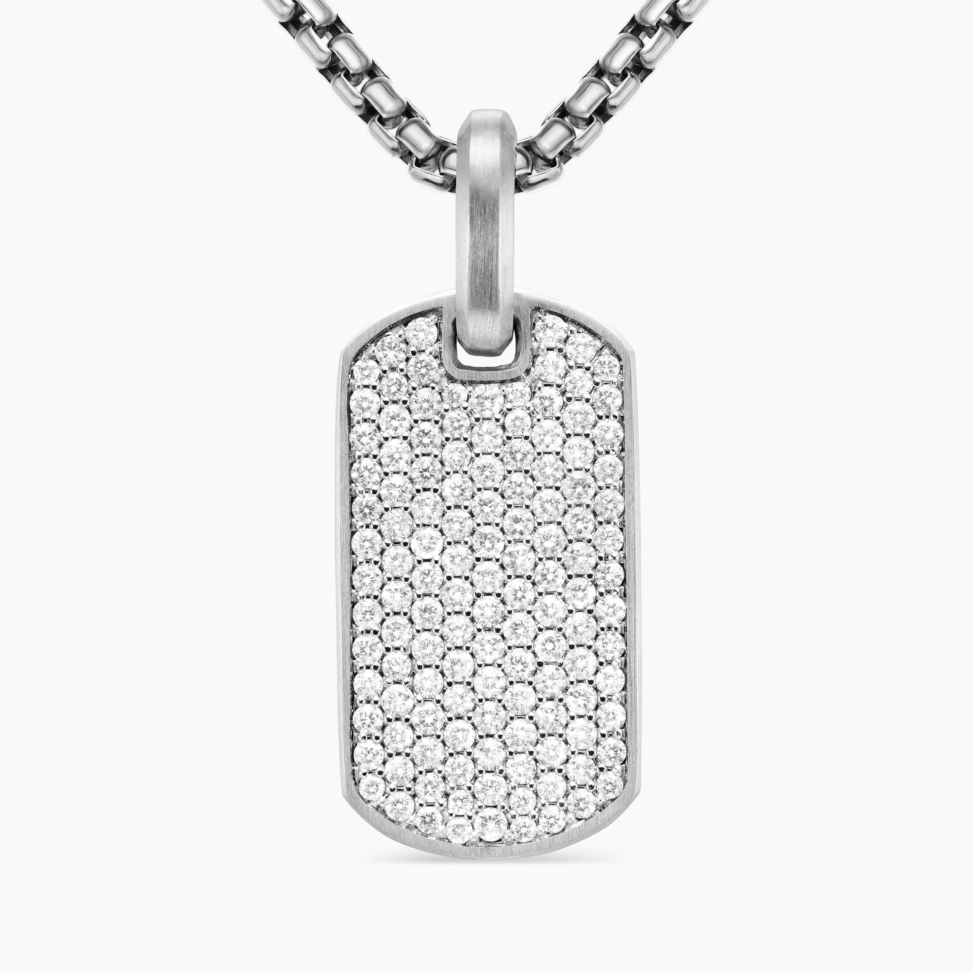 M&eacute;daille Chevron en argent sterling avec diamants, 27 mm hommes 
