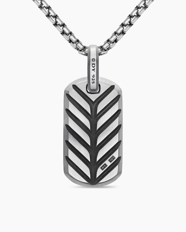 Chevron Tag in Sterling Silver with Rainbow Pavé, 27mm