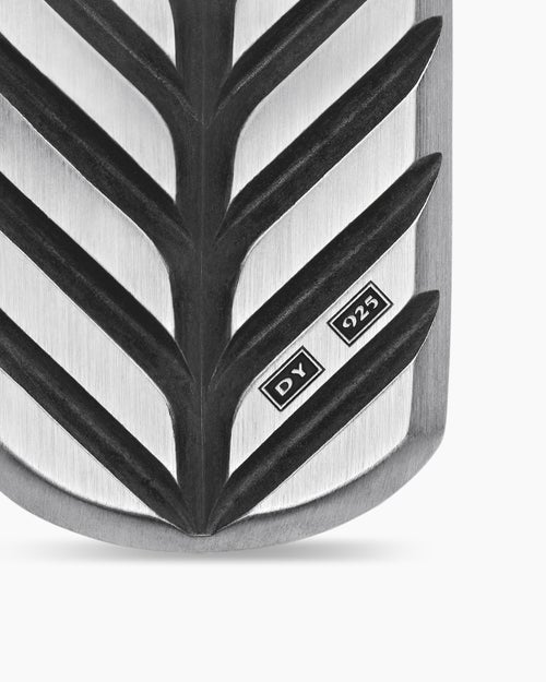 Mens Chevron Tag in Sterling Silver with Rainbow Pavé, 27mm