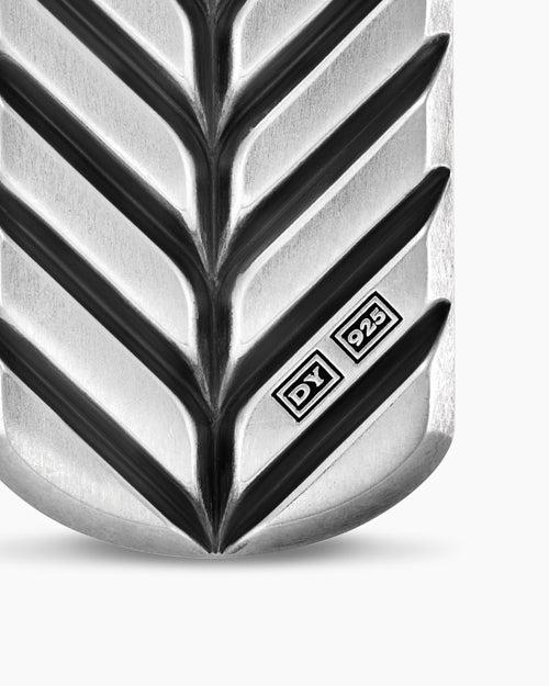 Mens Chevron Tag in Sterling Silver with Black Onyx, 27mm