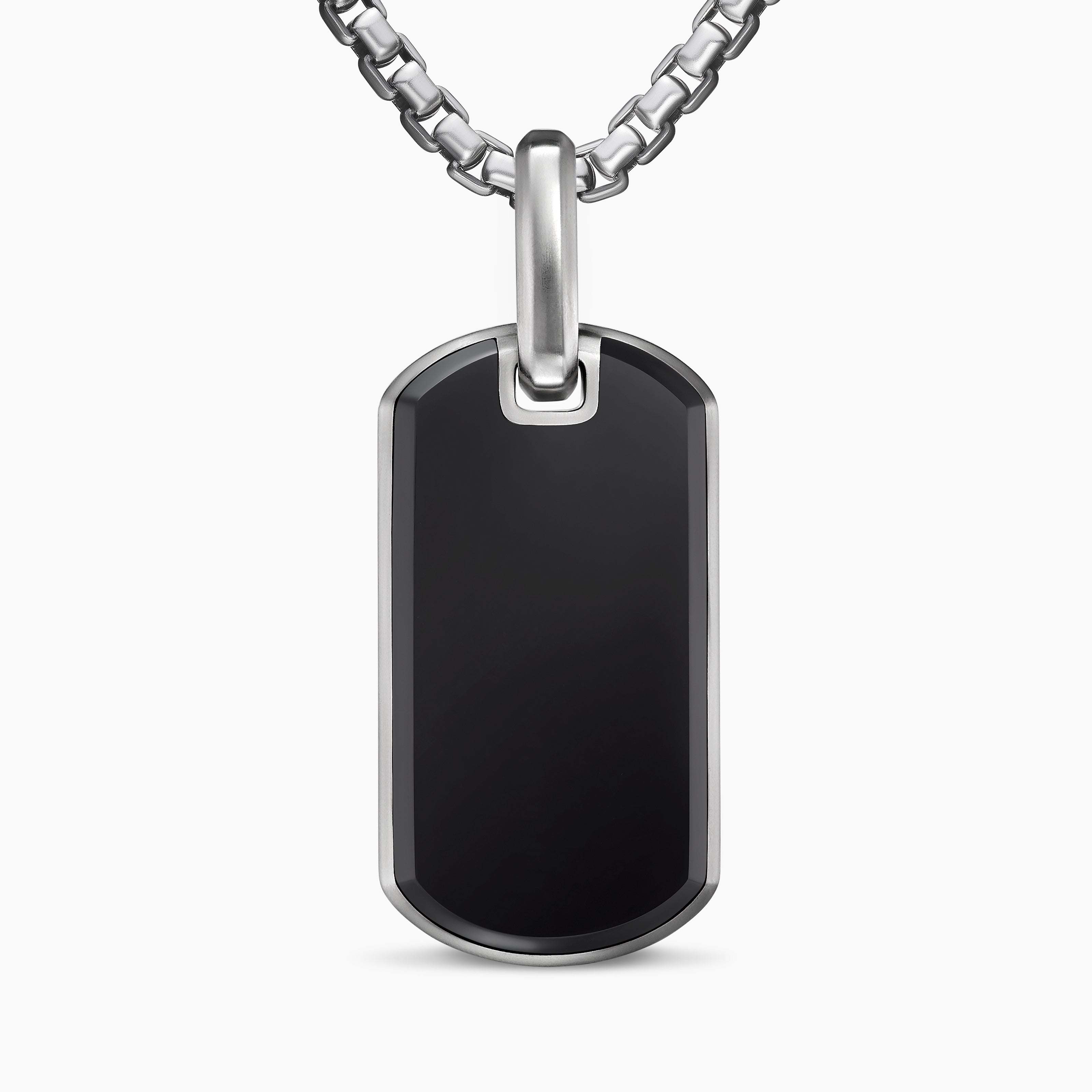 M&eacute;daille Chevron en argent sterling avec onyx noir, 27 mm hommes 