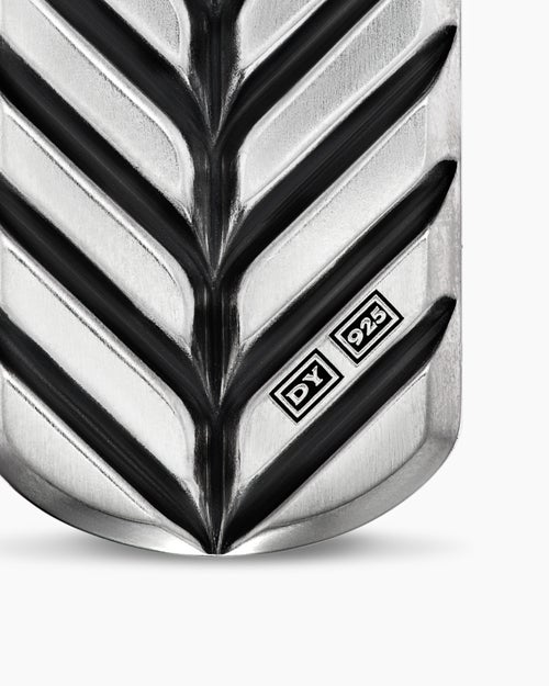Mens Chevron Tag in Sterling Silver with Lapis Lazuli, 27mm