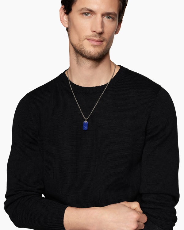 Médaille Chevron en argent sterling avec lapis-lazuli, 27 mm