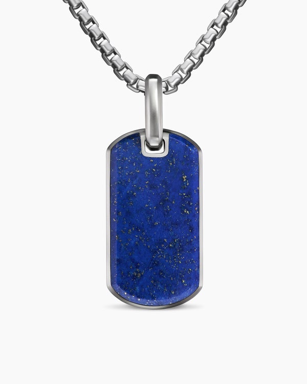Médaille Chevron en argent sterling avec lapis-lazuli, 27 mm