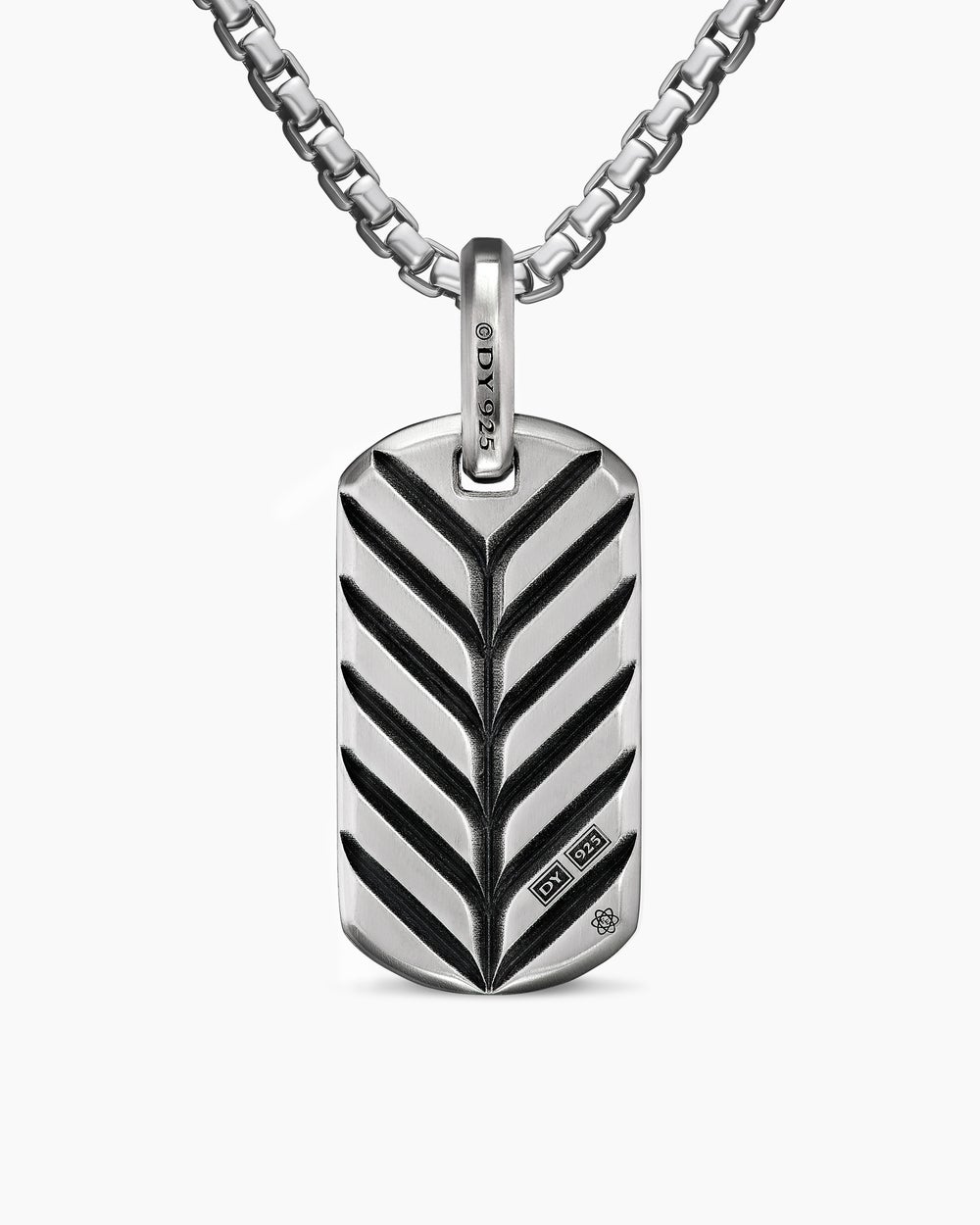 Mens Chevron Tag in Sterling Silver with Meteorite, 27mm