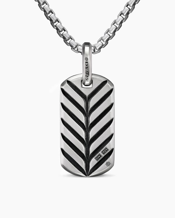Chevron Tag in Sterling Silver with Meteorite, 27mm