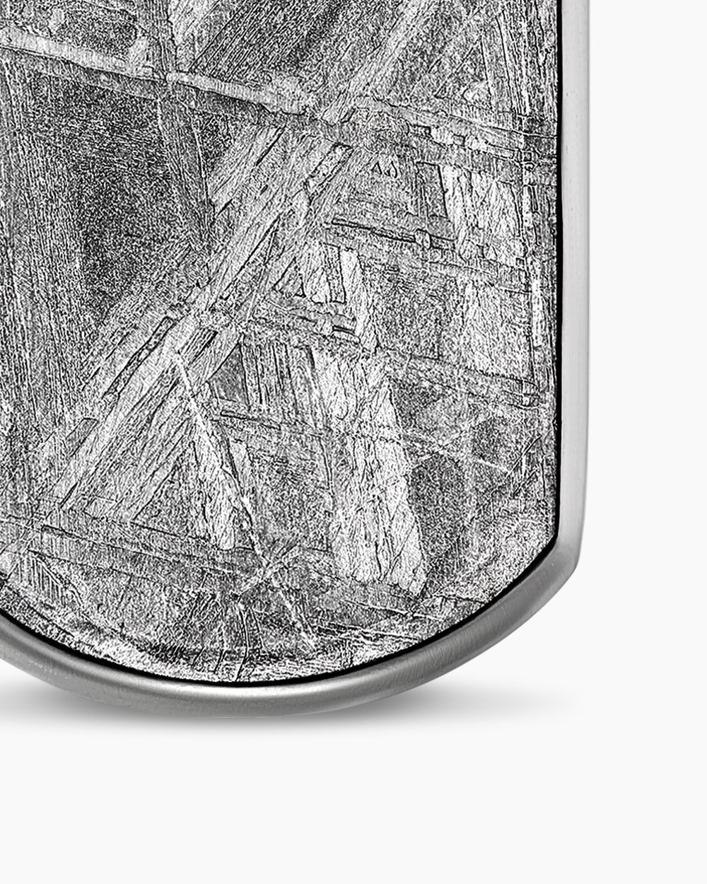 Mens Chevron Tag in Sterling Silver with Meteorite, 27mm
