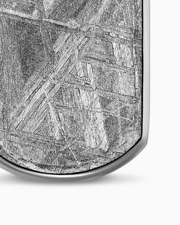 Chevron Tag in Sterling Silver with Meteorite, 27mm