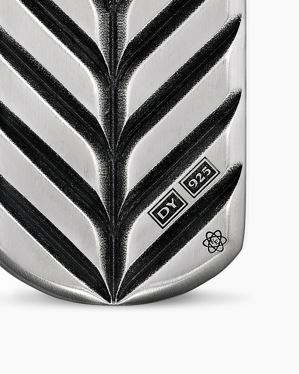 Mens Chevron Tag in Sterling Silver with Meteorite, 27mm