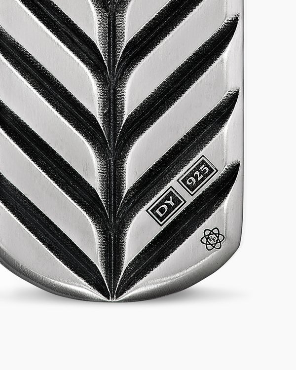 Chevron Tag in Sterling Silver with Meteorite, 27mm