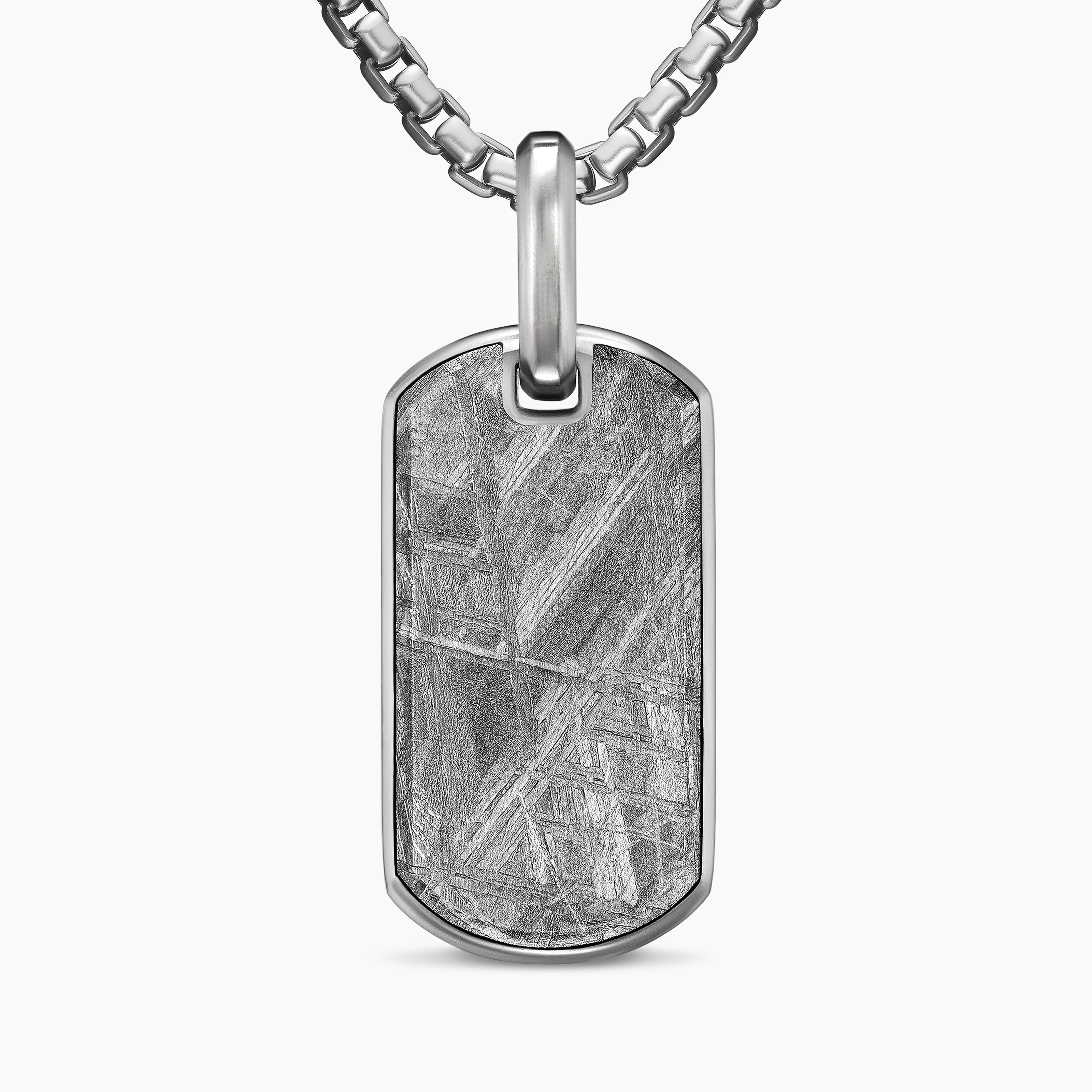 M&eacute;daille Chevron en argent massif avec Meteorite, 27 mm homme 