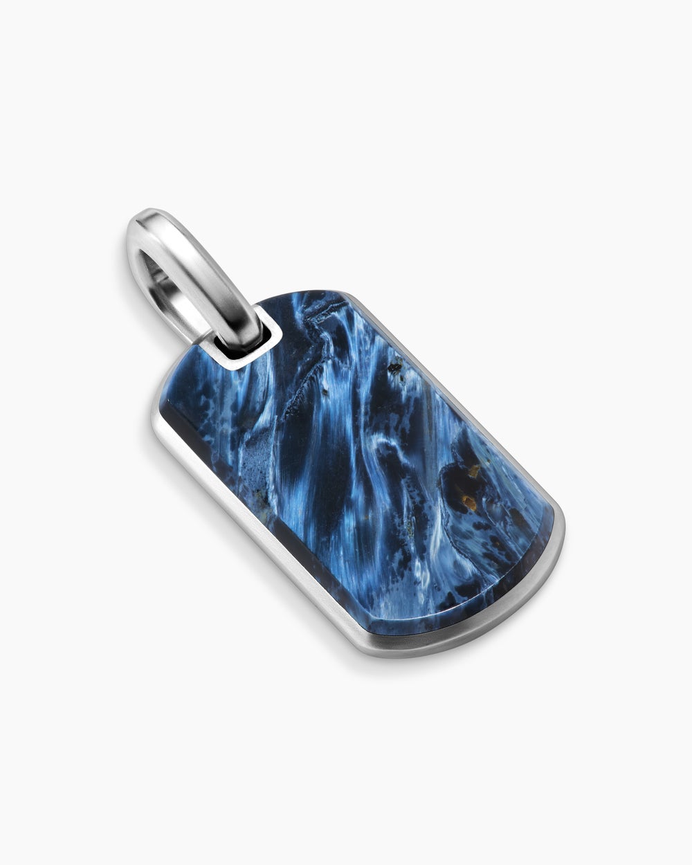 Mens Chevron Tag in Sterling Silver with Pietersite, 27mm