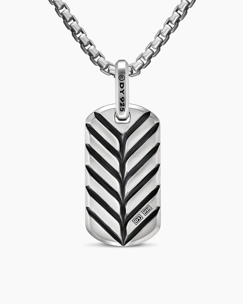 Mens Chevron Tag in Sterling Silver with Pietersite, 27mm