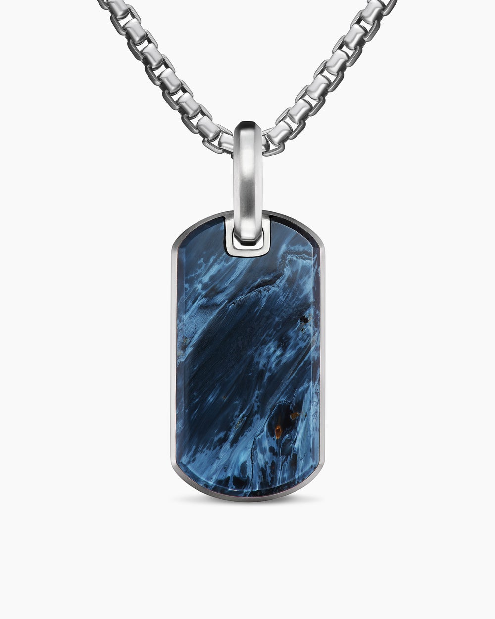 Mens Chevron Tag in Sterling Silver with Pietersite, 27mm