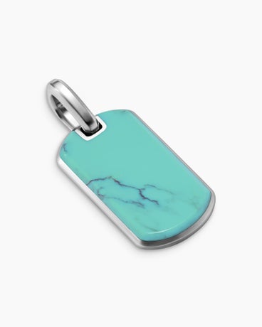 Chevron Tag in Sterling Silver with Turquoise, 27mm