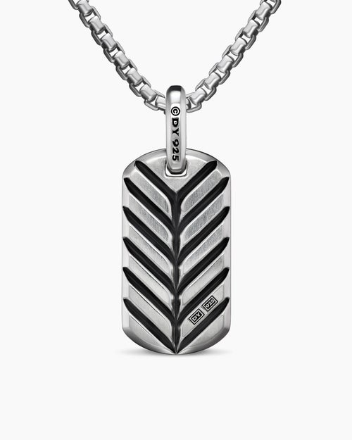 Mens Chevron Tag in Sterling Silver with Turquoise, 27mm